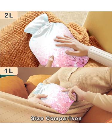 NAANLE Cherry Blossom Hot Water Bottle 2L - Transparent Cover for Menstrual Cramps Pain Relief & Heat Therapy - Buy Online on GoSupps.com