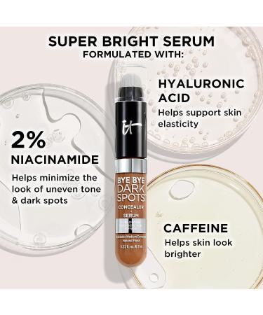 IT Cosmetics Bye Bye Dark Spots Concealer + Brightening Serum 2% Niacinamide - Hyaluronic Acid & Caffeine | Medium Coverage, Natural Finish | All Skin Types | 0.22 fl oz - 11 Fair Neutral - Buy Online on GoSupps.com