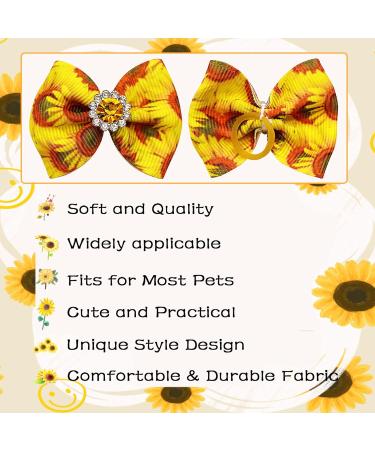 JpGdn 24Pcs/12Pairs Dog Hair Bows with Rubber Band Autumn Sunflower Pattern for Girls Female Cat Rabbit Puppy Poodle Top Knot Elastic Hair Bowknot Grooming Accessories Attachment Sunflower Autumn 24 - Buy Online on GoSupps.com