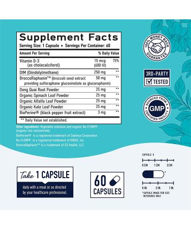 DIM Supplement 250mg for Women | Hormone Balance & Menopause Relief | PCOS & Acne Treatment with Dong Quai | Gluten-Free | 2-Month Supply - Buy Online on GoSupps.com