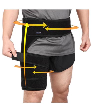 beister Men and Women Adjustable Hip Groin Stabilizer and Hip Brace for Sciatica Pain Relief Thigh Leg Compression Support Wrap Sleeve for Hip Joint Pain Quad Hamstring Joints Recovery Right