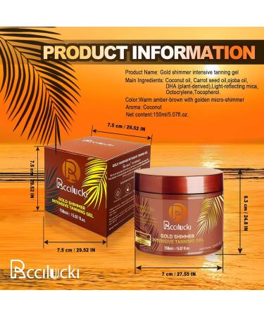 Golden Shimmer Tanning Gel-Browning Tan Accelerator-Hydrating Bronze Enhancer with Carrot & Coconut | Tanning Cream for Sun/Tanning Bed Use (5 Fl Oz) - Buy Online on GoSupps.com