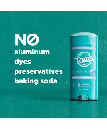 Tom s of Maine Unscented Natural Deodorant for Women and Men Aluminum Free 3.25 oz Unscented 3.25 Ounce (Pack of 1) - Buy Online on GoSupps.com
