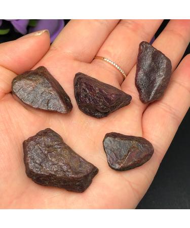 Natural Crystal Rough Natural Crystal 5pcs Natural Red Corundum Raw Stones Natural Rough Gemstone Crystal Specimen Stone Collection