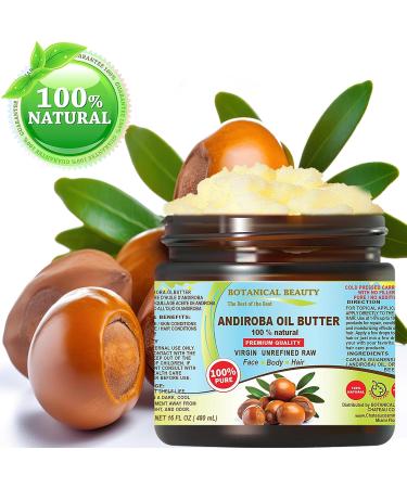 Botanical Beauty Andiroba Oil Butter - Raw Pure Natural Virgin Unrefined Cold-Pressed 16 Fl Oz | Nourish Face Skin Body Hair Lips & Nails - Rich in Vitamin E & C - Buy Online on GoSupps.com