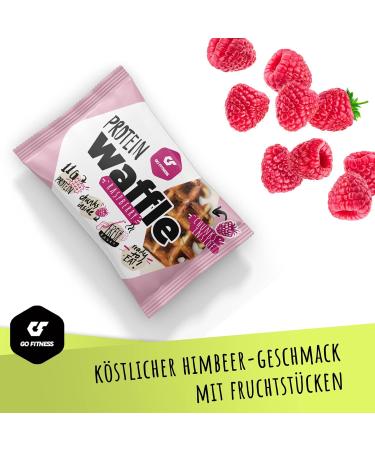 New Recipe - Go Fitness 50g High Protein Raspberry Waffles (12 Pieces) | Delicious Freshly Baked Healthy Snacks | 12g Protein Low Carb Muscle Building Treats - Buy Online on GoSupps.com