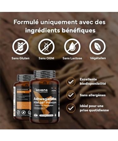 Ashwagandha KSM-66 Pure Haute Biodisponibilit Avec Poivre Noir 5% Withanolides Soutien au Bien- tre et l quilibre motionnel nergie et Clart Mentale 120 G lules V g tales - Buy Online on GoSupps.com