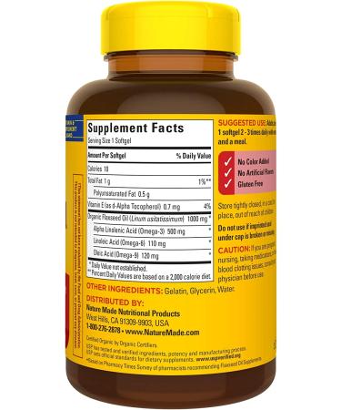 Nature Made Flaxseed Oil 1000mg Softgels - 100 Count | Heart Health Support - Buy Online on GoSupps.com