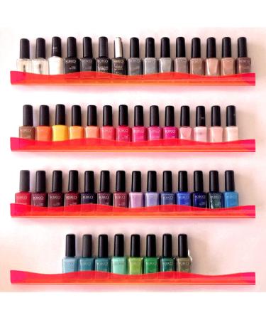 YMVV 15 Nail Polish Rack Wall Mounted Shelf - 6 Pack Fluorescent Orange Acrylic Organizer for Nail Techs - Perfect Display for Salons & Retailers - Buy Online on GoSupps.com