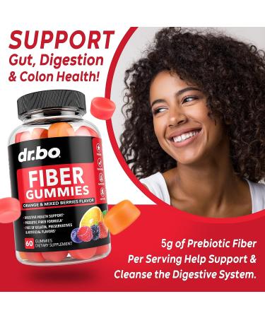 Fiber Gummies for Adults & Kids - Prebiotic Supplement for Digestive Health - 60 Gummies - Buy Online on GoSupps.com