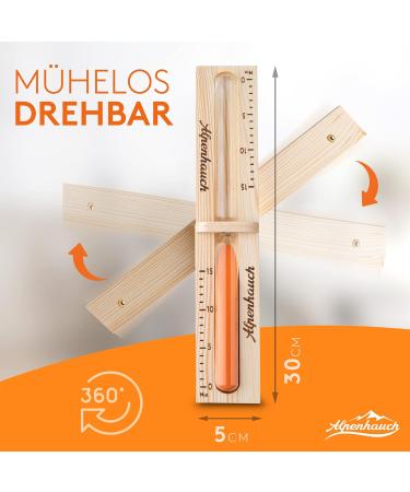 Alpine Breath Sauna Hourglass | 15-Minute Natural Wood Timer | Ultra Fine Sand | Robust Safety Glass | 360 Rotatable | Sauna Book & Assembly Included - Buy Online on GoSupps.com