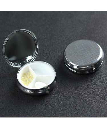 Zebra Print Portable Metal Pill Box | Round Mini 3-Compartment Design for Travel | Essential Small Pill Organizer - Buy Online on GoSupps.com