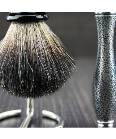 Men's Shaving Set - Black Badger Hair Brush Safety Razor (Blades Not Included) & Stand | International Shipping Available - Buy Online on GoSupps.com