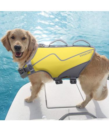 Vivaglory Sporty Neoprene Dog Rescue Vest - Durable Yellow XL (74-84cm) with Velcro Fastener - Comfortable Pet Security Gear for International Shipping - Buy Online on GoSupps.com