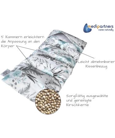 Medi Partners Cherry Core Pillow 60x20cm - 100% Cotton 5 Chambers Eco-Friendly Heat & Cold Therapy Removable Gray Floral Cover - Buy Online on GoSupps.com