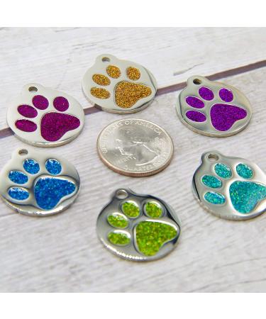 Custom Engraved Cat ID Tag - Round Paw Print Stainless Steel with 4 Lines of Personalized Engraving - Ocean Blue, Aquamarine, Magenta, Pale Green, Amber - Deep Pink - Buy Online on GoSupps.com
