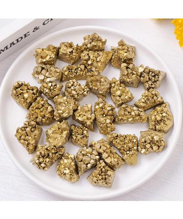 Crystal Rock Stone Electroplated Golden Crystal Mineral Crystal Specimen Natural Crystal Raw Gemstones Cluster for Home Decoration Crafts - Buy Online on GoSupps.com