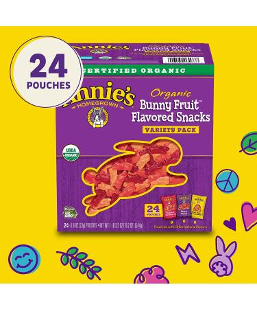 Annie's Organic Bunny Fruit Snacks Variety Pack - Gluten Free - 24 Pouches - Buy Online on GoSupps.com