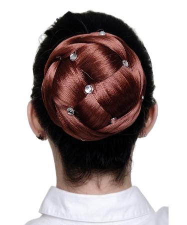 Wig Me Up-Hair part elaborately braided braid bun hair node costume red wide voluminous with rhinestone stones/glittering stones JL-SZ01-350 red (350)
