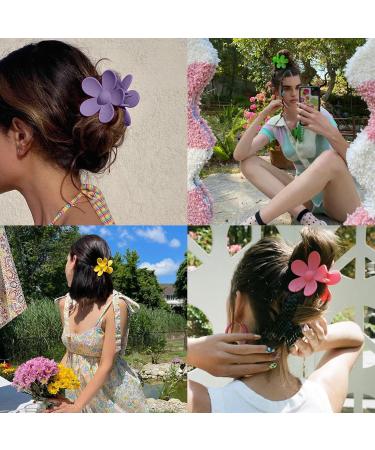 6-Piece Flower Hair Clips Set - Large Slipproof Claw Clips for Women | Matt Finish Assorted Colors - Buy Online on GoSupps.com
