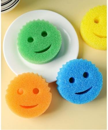 Smiley Face Cleaning Sponge Rub Honeycomb Sponge Home Kitchen Dish Washer Yellow - Soft - Buy Online on GoSupps.com