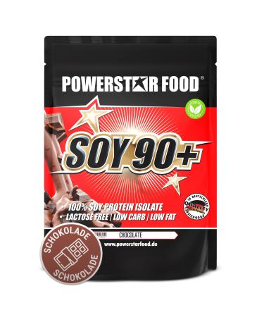 Powerstar Soy 90+ |1kg soy-protein isolate without added sugar |Made in Germany |Genetic engineering unchanged |1000g plant-based protein powder with 93% protein i.tr.|Vegan & Lactose -free |Chocolate chocolate 1 kg (1 Pack)
