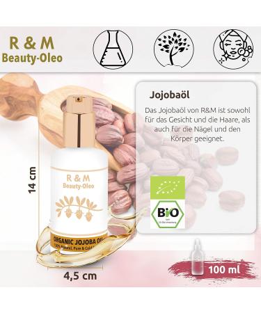 R&M Beauty Oleo Jojoba Oil - 100% Pure Cold-Pressed Jojoba Oil for Face Body & Hair - Anti-Aging Natural Skincare - 100ml - Buy Online on GoSupps.com