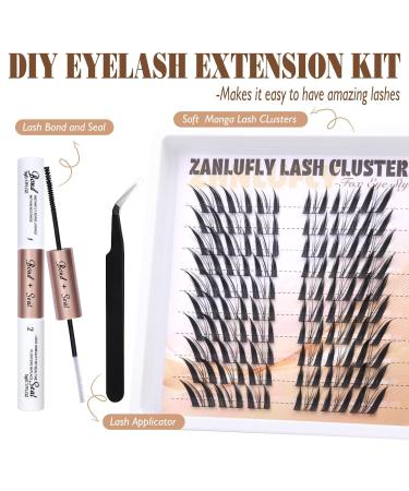 Lash Clusters Kit - Fox Eye Manga Lash Extensions | Natural Wispy Cat Eye DIY Lashes with Bond & Seal Applicator | International Shipping Available - Buy Online on GoSupps.com