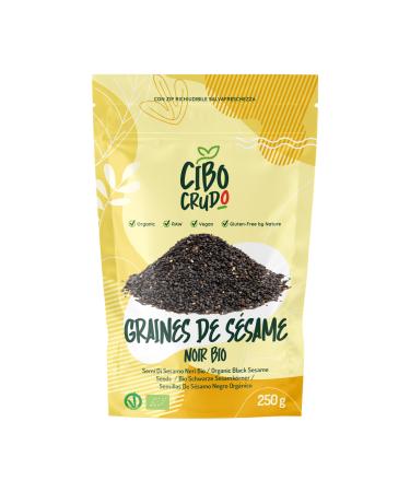 Organic Black Sesame Seeds - 250g. Raw unroasted sesame seeds for sushi. Rich in vitamins and minerals. Seeds