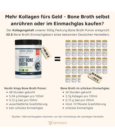 Buy Nordic Kings Organic Beef Bone Broth Powder 500g - Keto & Paleo Friendly Rich in Collagen No Additives - Pure Natural Cattle Bone Brew - Buy Online on GoSupps.com