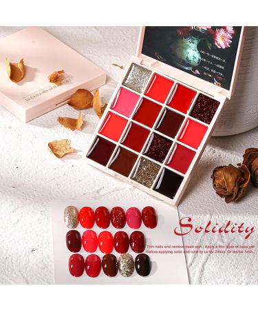 Walopola Solid Cream Gel Nail Polish 16 Colors Nail Cream Gel Nail Polish Palette Solid Gel Nail Polish Gel Manicure Palette Nail Glue for Women 16 Colors Red - Buy Online on GoSupps.com