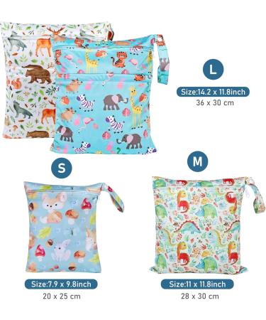 Buy Nasbagen Wet Bag Set - 4 Waterproof Diaper Bags for Kindergarten & Toddlers | Reusable Zippered Organizers - Buy Online on GoSupps.com