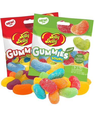 Jelly Belly Assorted Gummies & Sour Gummies Duo Pack Assorted Flavors Gourmet - Christmas & Holidays Candy - Vegan Candy Dairy Free Snacks Kosher Candy Gluten Free Bulk Candy Stocking Stuffers for Teens 113g (Pack of 2)