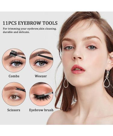 11PC Eyebrow Grooming Set - Tweezers Razors Brushes & Scissors for Perfect Eyebrow Shapes | International Shipping Available - Buy Online on GoSupps.com