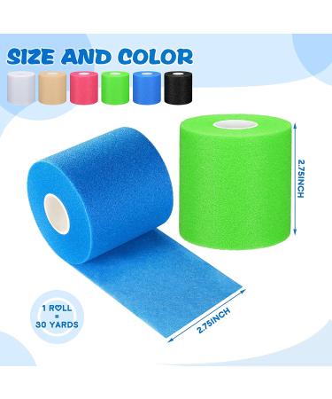 6-Piece Foam Underwrap Athletic Tape Set - 2.75 x 30 Yards - for Ankles, Wrists, Hands, Knees - Wheat, White, Blue, Green, Pink, Black - Buy Online on GoSupps.com