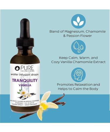 Pure Inventions Tranquility Vanilla Water Infusion Drops - Chamomile Flavored with No Sugar or Calories - 60 Servings - Buy Online on GoSupps.com