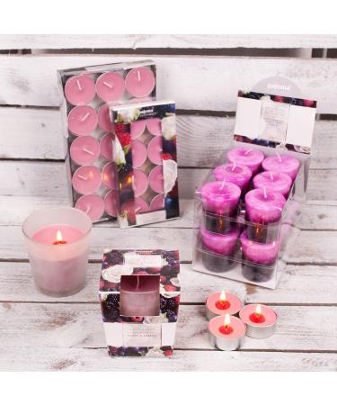 Pajoma Premium Roses-Berries Votive Candles - 12 Pack (55g) | Marble Finish | 17-Hour Burn Time - Buy Online on GoSupps.com