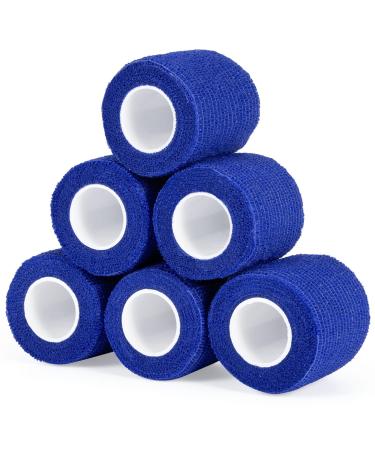 Legal bandage combined self -adhesive 5cm x 4.5m 6 rolls fixing sords self -adhering cohesive bandage for first aid dog veterinary wrapping sport elastic bandage for wrist feet (blue) 6PCs blue