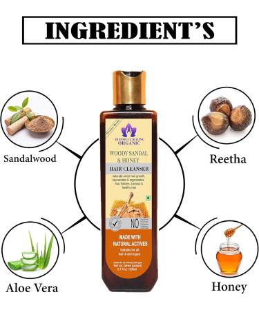 Blessfull Healing Organic Woody Sandal & Honey Hair Cleanser | Shampoo 200 ML (Packing May Vary) - Buy Online on GoSupps.com