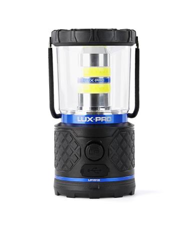 LUXPRO Rechargeable Dual-Power 1100 Lumen LED Lantern for Up to 150 Hours of Use - Camping Lantern with Built-in Power Bank - Dimmable LED Light with IPX4 Water-Resistant Rating