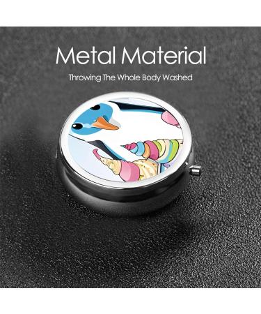 Portable Round Pill Box for Travel - 3 Compartment Mini Decorative Organizer for Vitamins & Medicine | Cute Penguin Design - Buy Online on GoSupps.com