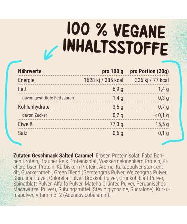 Powerstar Vegan Protein 500g | Soy-Free Multi-Component Protein Powder with 10 Superfoods | German Quality | Ideal for Muscle Building | Salted Caramel Flavor - Buy Online on GoSupps.com