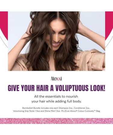 ALOXXI Bombshell Travel Kit: 4-Piece Hair Care Set for Texture Shine & Volume - Antioxidant-Infused Shampoo Conditioner Shine Mist & Hairspray - Buy Online on GoSupps.com