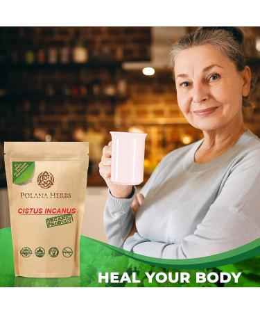 Polana Herbs Organic Cistus Tea - Cistus Incanus Rockrose Loose Leaves Herb Herbal Tea Overall Wellness Fresh Harvest Wildcrafted in sunny Mediterraneans Naturally Caffeein Free Packed by Hand in Food Graded Eco-Pack 150g- 75 servings- 5.3 ounce - Buy Online on GoSupps.com