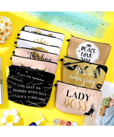 10 Pieces Letters Makeup Bags Cosmetic Pouch Travel Organizer Toiletry Bag - Gold & Pink Style for Women Girls - Perfect Christmas Gift - Buy Online on GoSupps.com