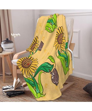 YYHHAOFA Sunflower Seeds and Sunflowers Picture Flannel Blanket 66x90 in Thick : Skin-Friendly Warm and Comfortable Easy Care and Durable Black Thick - Buy Online on GoSupps.com
