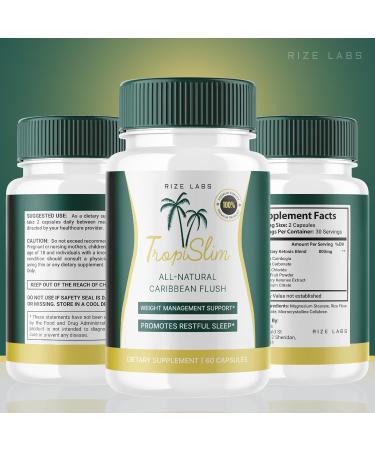 (Official 3 Pack) Tropislim Tropislim All Natural Caribbean Flush Weight Loss Supplement Tropislim Slimming Capsules for Women Healthy Lifestyle + Leaner Physique Tropical Reviews (180 Capsules) - Buy Online on GoSupps.com