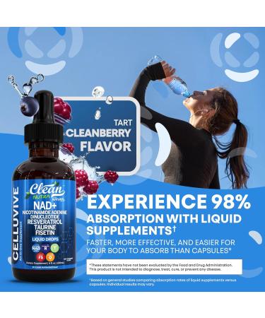 Clean Nutra NAD Liquid Supplement Drops Resveratrol Polyphenols Liposomal Taurine Fisetin Grape Seed Extract Japanese Knotweed Fo Ti Anti Aging NAD+ Nicotinamide Adenine Dinucleotide for Women & Men - Buy Online on GoSupps.com
