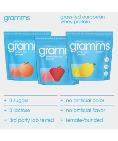 GRAMMS Clear Protein Powder 20G Protein for Women & Men | Lactose Free Grass-Fed Whey Isolate Gluten Free Zero Sugar Gut Friendly Non-Bloating (Lemonade-18 Servings) Lemonade 1.01 Pound (Pack of 1) - Buy Online on GoSupps.com