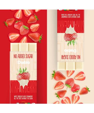Diablo No Added Sugar Mix Flavours Luxury Chocolate | Dark Chocolate Bar with Orange 75g x1 | White Chocolate with Strawberry 75g x1 - Buy Online on GoSupps.com